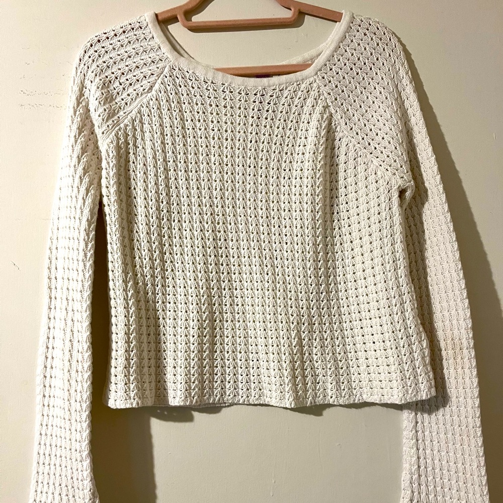 Knit white sweater top, size large